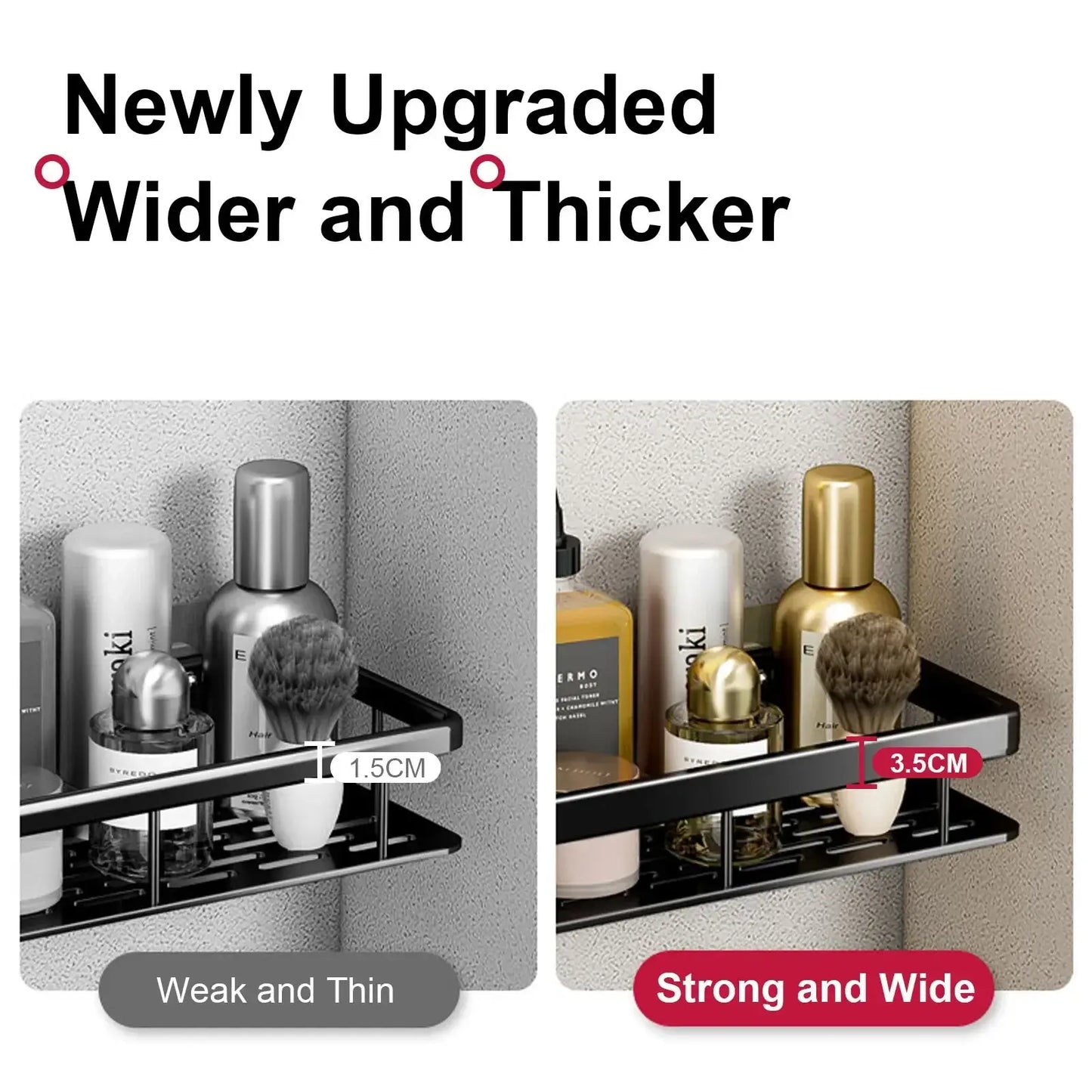 Bathroom shelf for tiles and glass – no-drill, damage-free mounting